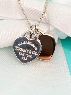 Tiffany & Co. Return to Tiffany Rubedo & Silver Mini Double Heart necklace